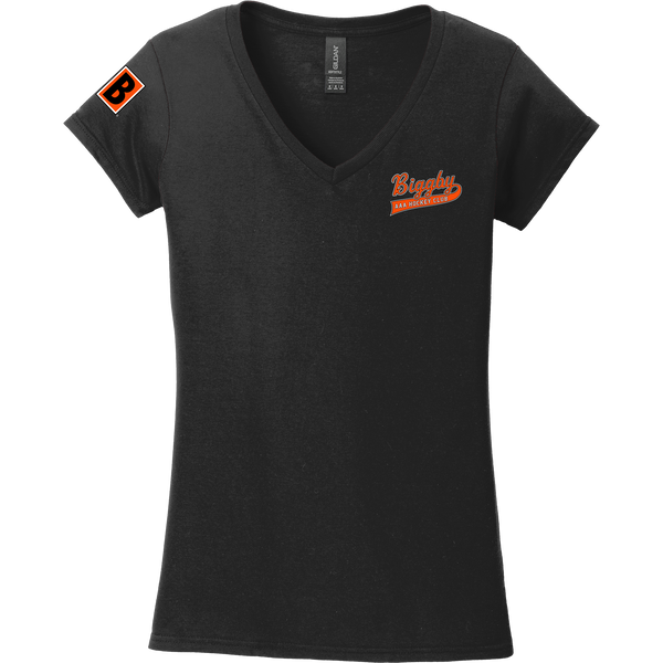 Biggby Coffee AAA Softstyle Ladies Fit V-Neck T-Shirt