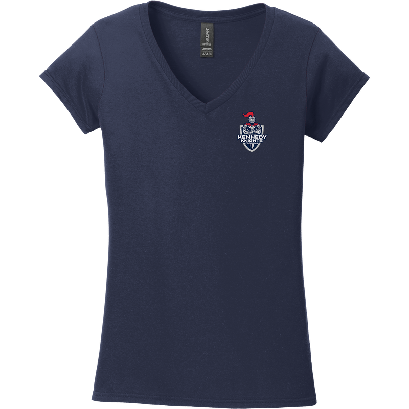 JFK Knights Football Softstyle Ladies Fit V-Neck T-Shirt