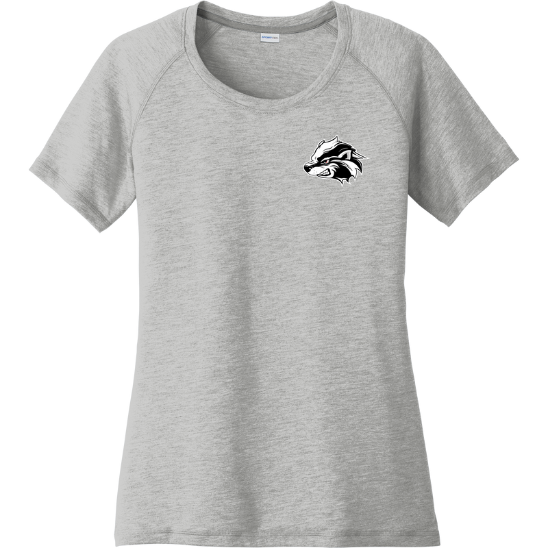 Allegheny Badgers Ladies PosiCharge Tri-Blend Wicking Scoop Neck Raglan Tee