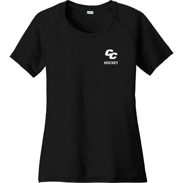 Curry College Ladies PosiCharge Tri-Blend Wicking Scoop Neck Raglan Tee